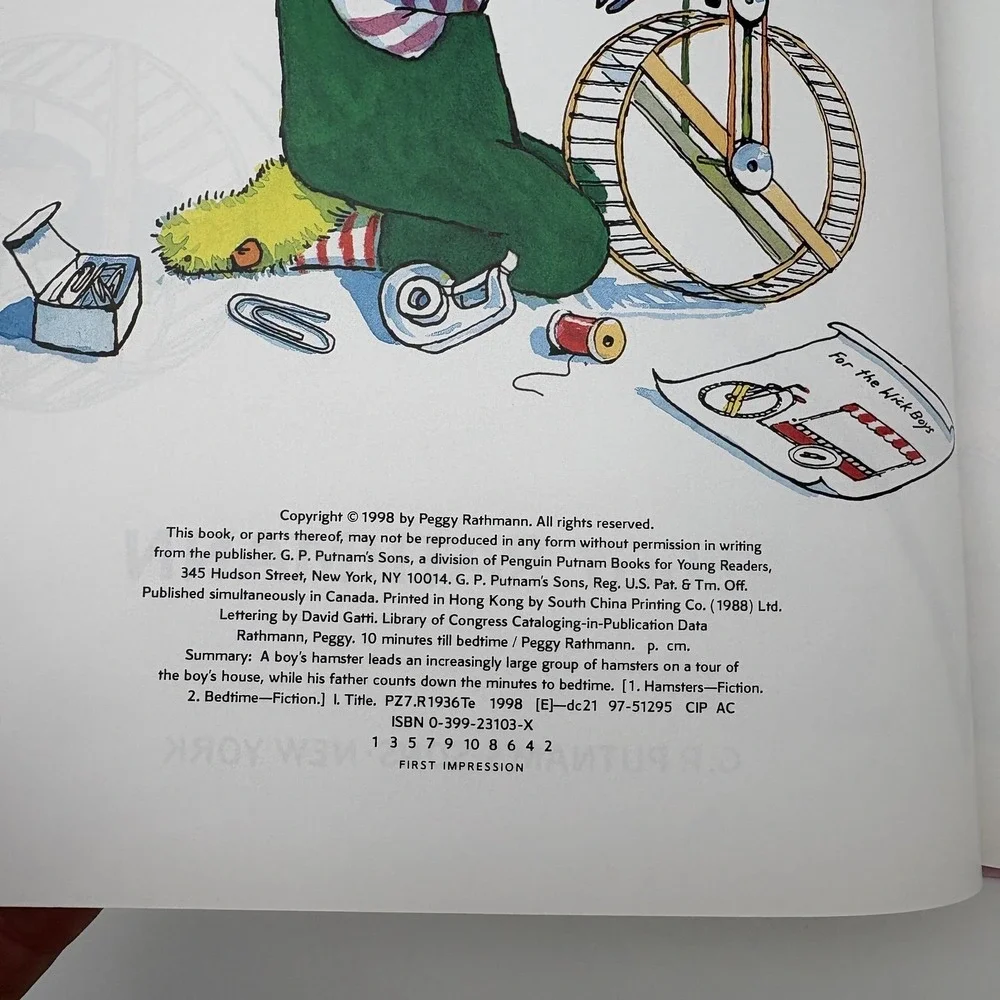 Vintage 10 Minutes Till‎ Bedtime Peggy Rathmann Putnam Blue HC Kids Picture Book